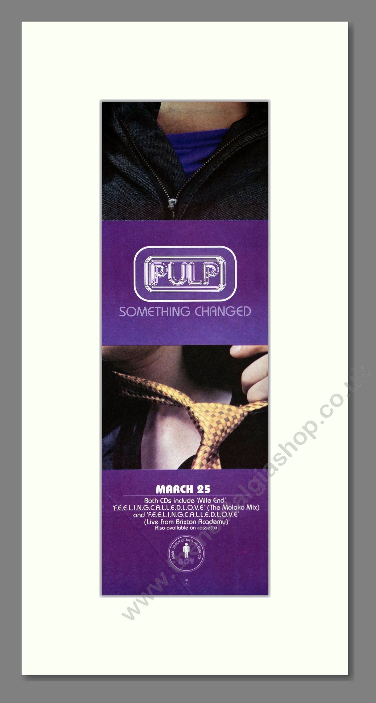 Pulp - Something Changed. Vintage Advert 1996 (ref AD201419)