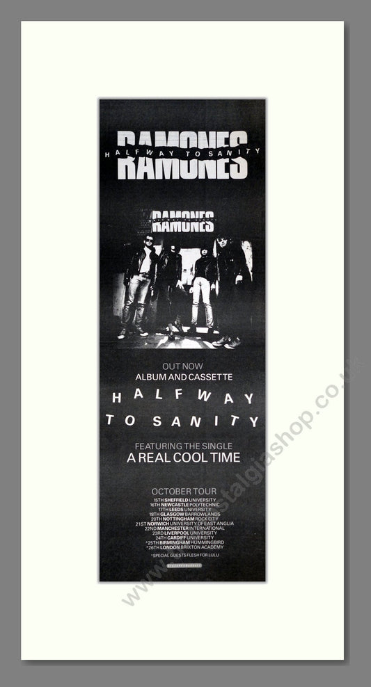 Ramones - Halfway To Sanity. Vintage Advert 1987 (ref AD201421)