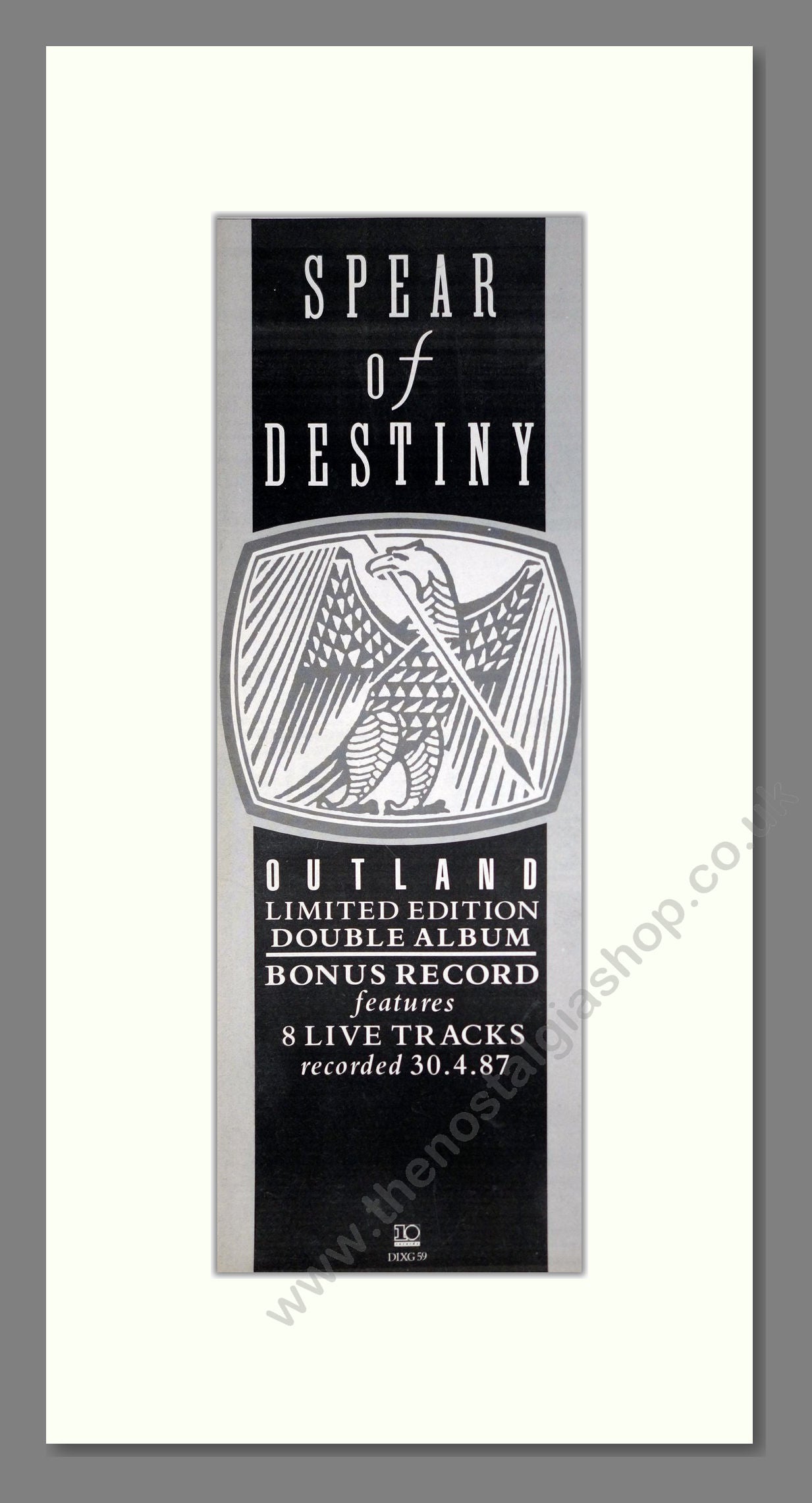 Spear Of Destiny - Outland. Vintage Advert 1987 (ref AD201422)