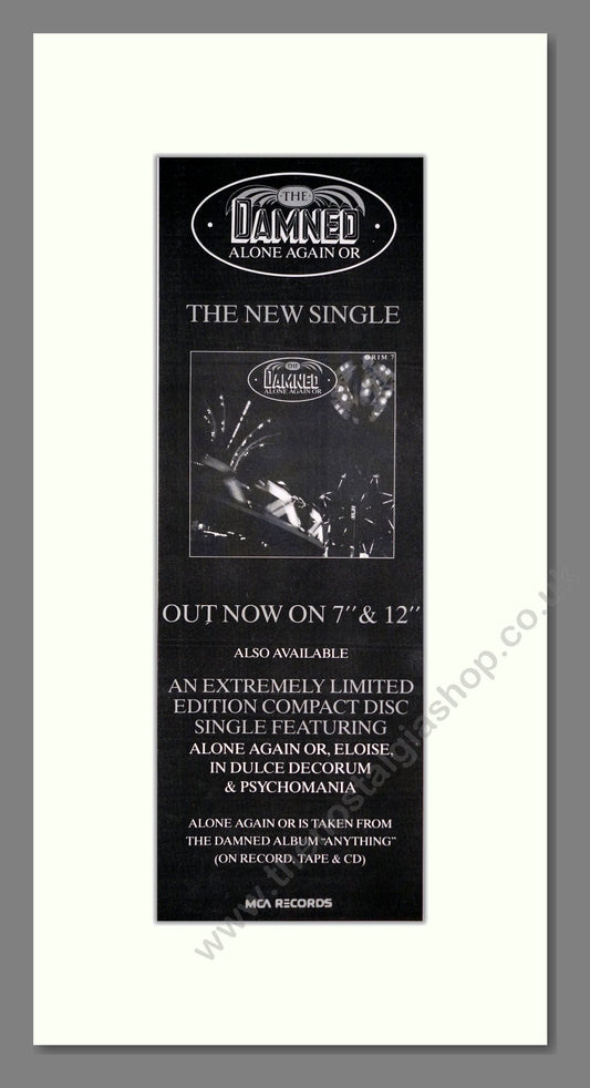 Damned (The) - Alone Again Or. Vintage Advert 1987 (ref AD201423)