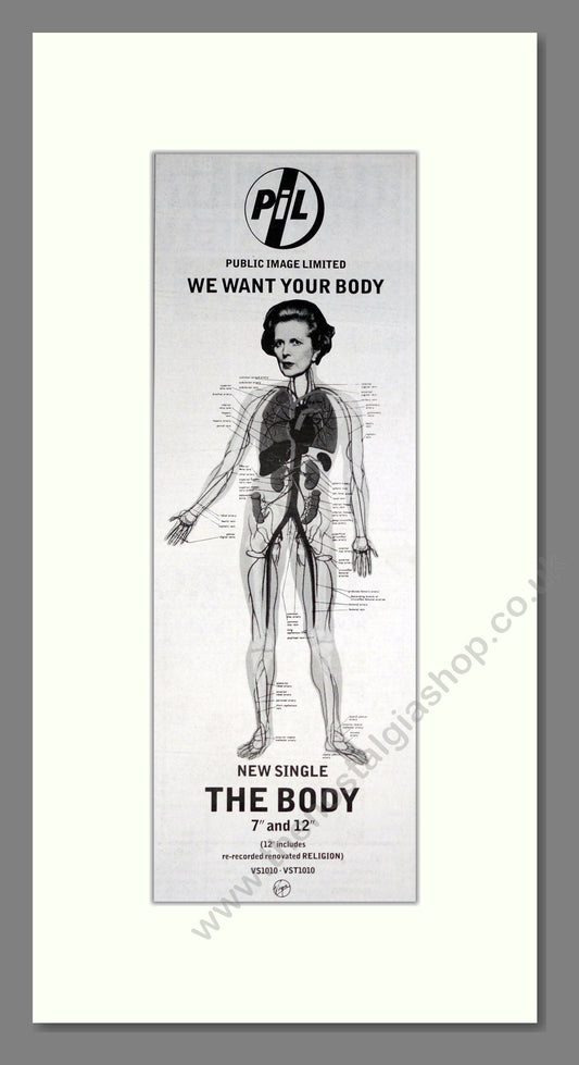 Public Image Limited - The Body. Vintage Advert 1987 (ref AD201427)