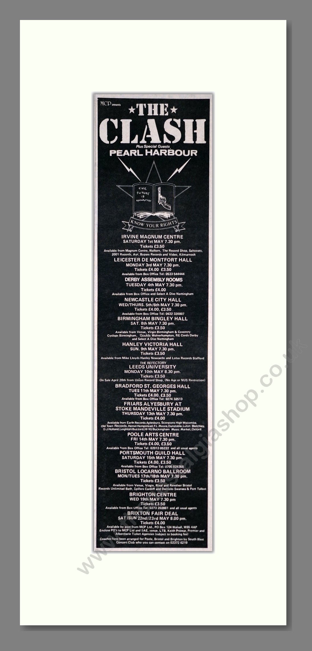 Clash (The) - UK Tour. Vintage Advert 1982 (ref AD201430)