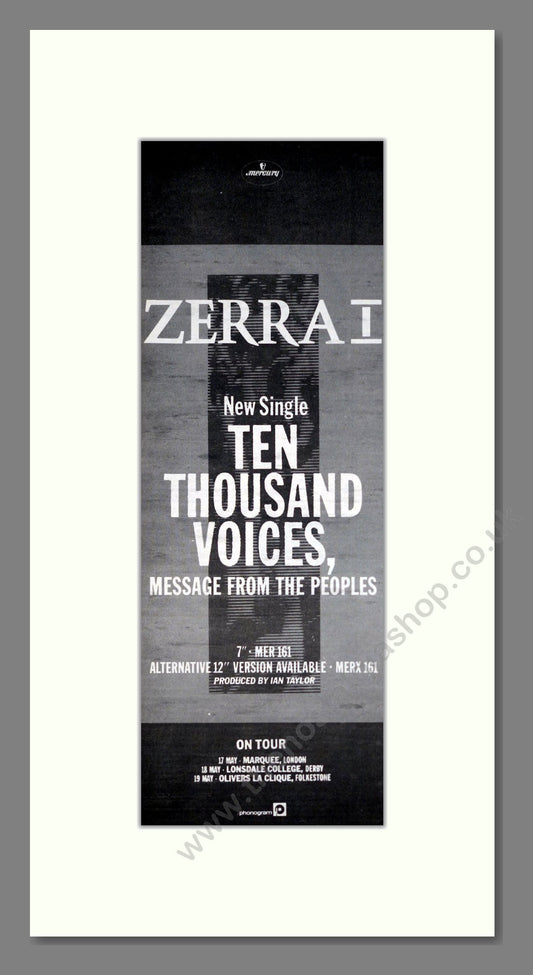 Zerrai - Ten Thousand Voices. Vintage Advert 1984 (ref AD201435)