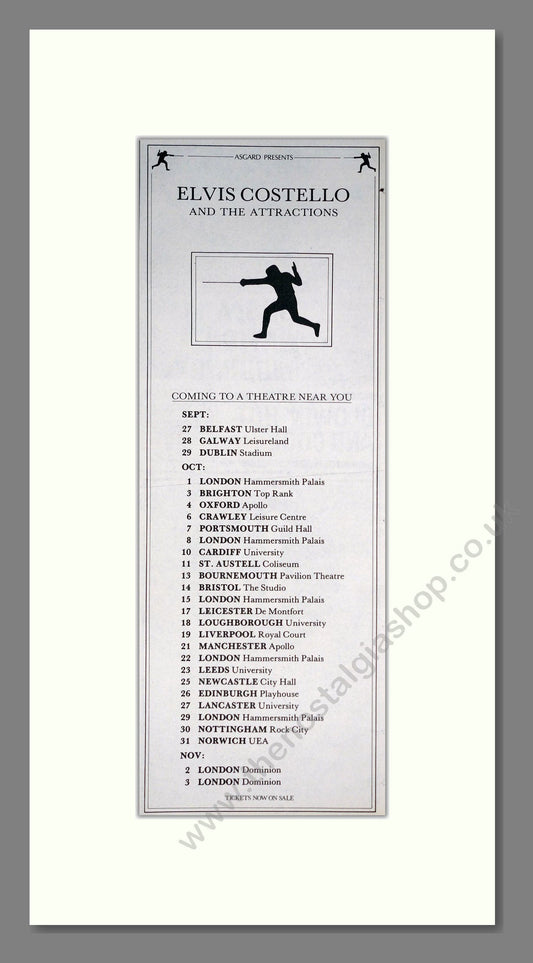 Elvis Costello - UK Tour. Vintage Advert 1984 (ref AD201437)