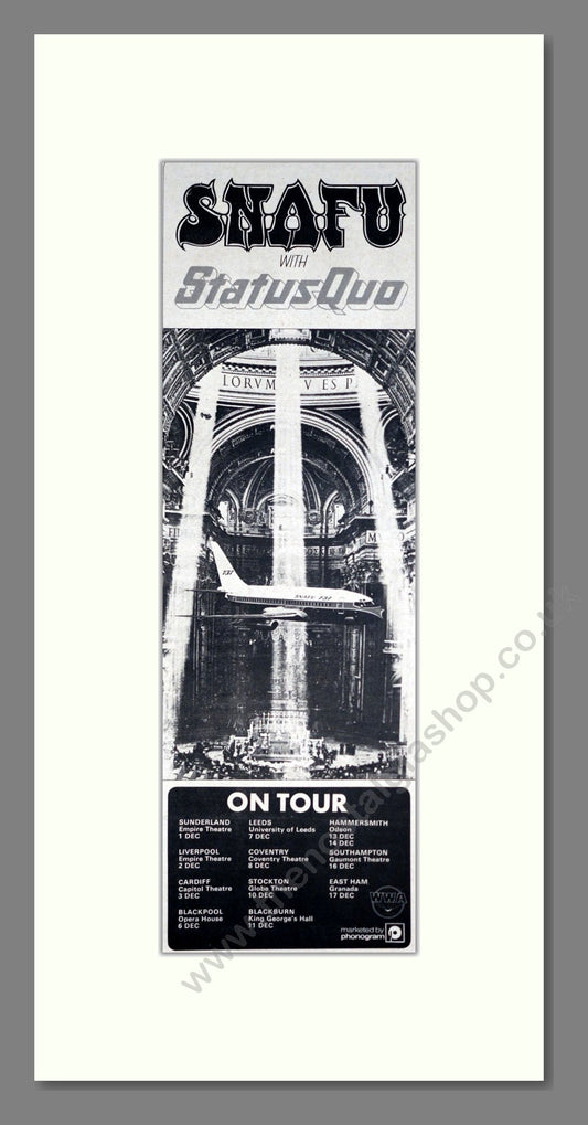 Snafu / Status Quo - UK Tour. Vintage Advert 1974 (ref AD201442)