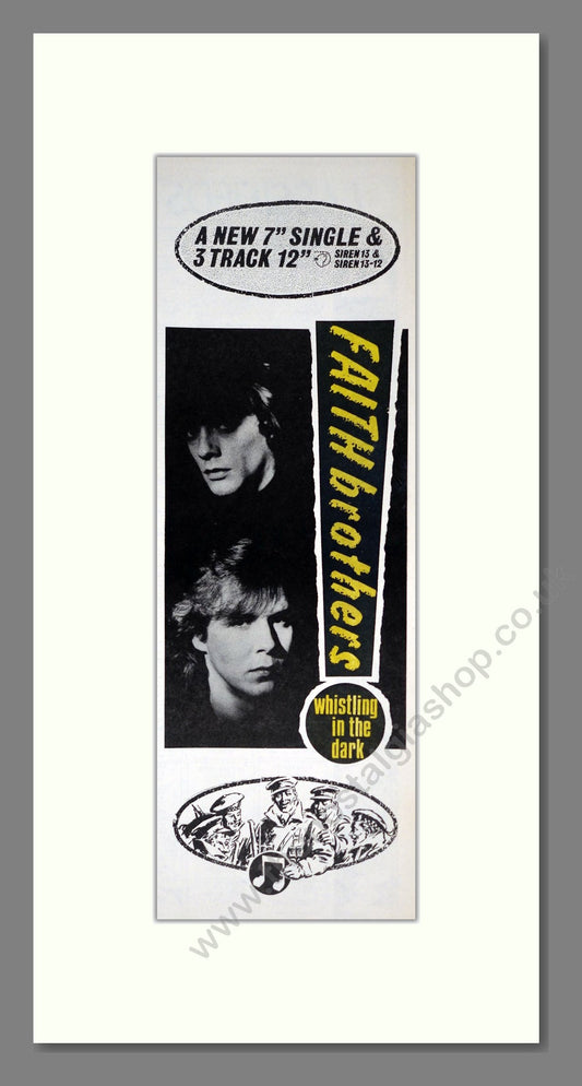 Faith Brothers - Whistling In The Dark. Vintage Advert 1986 (ref AD201444)