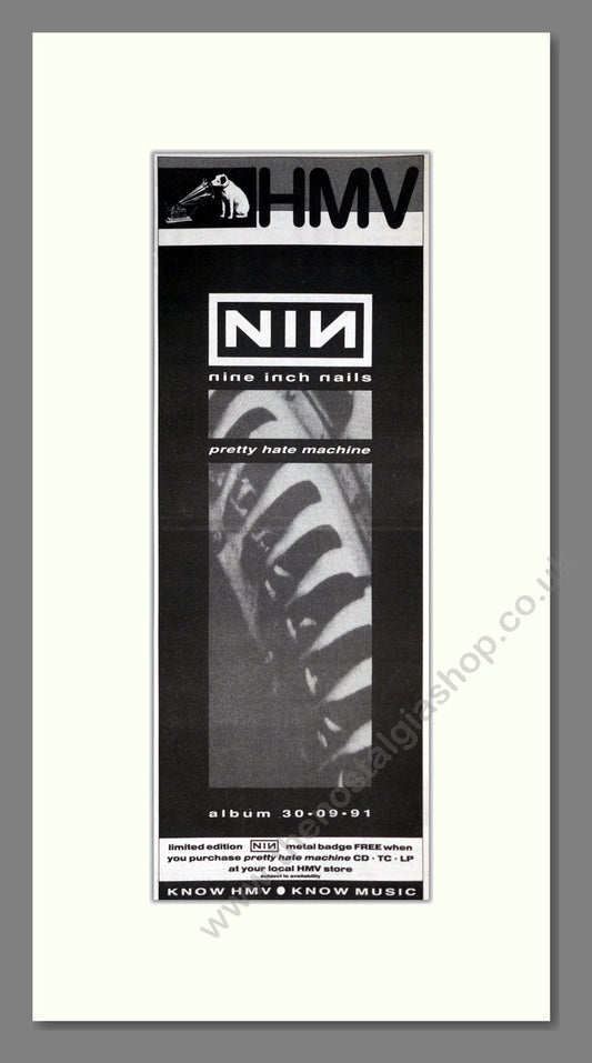 Nine Inch Nails - Pretty Hate Machine. Vintage Advert 1991 (ref AD201454)