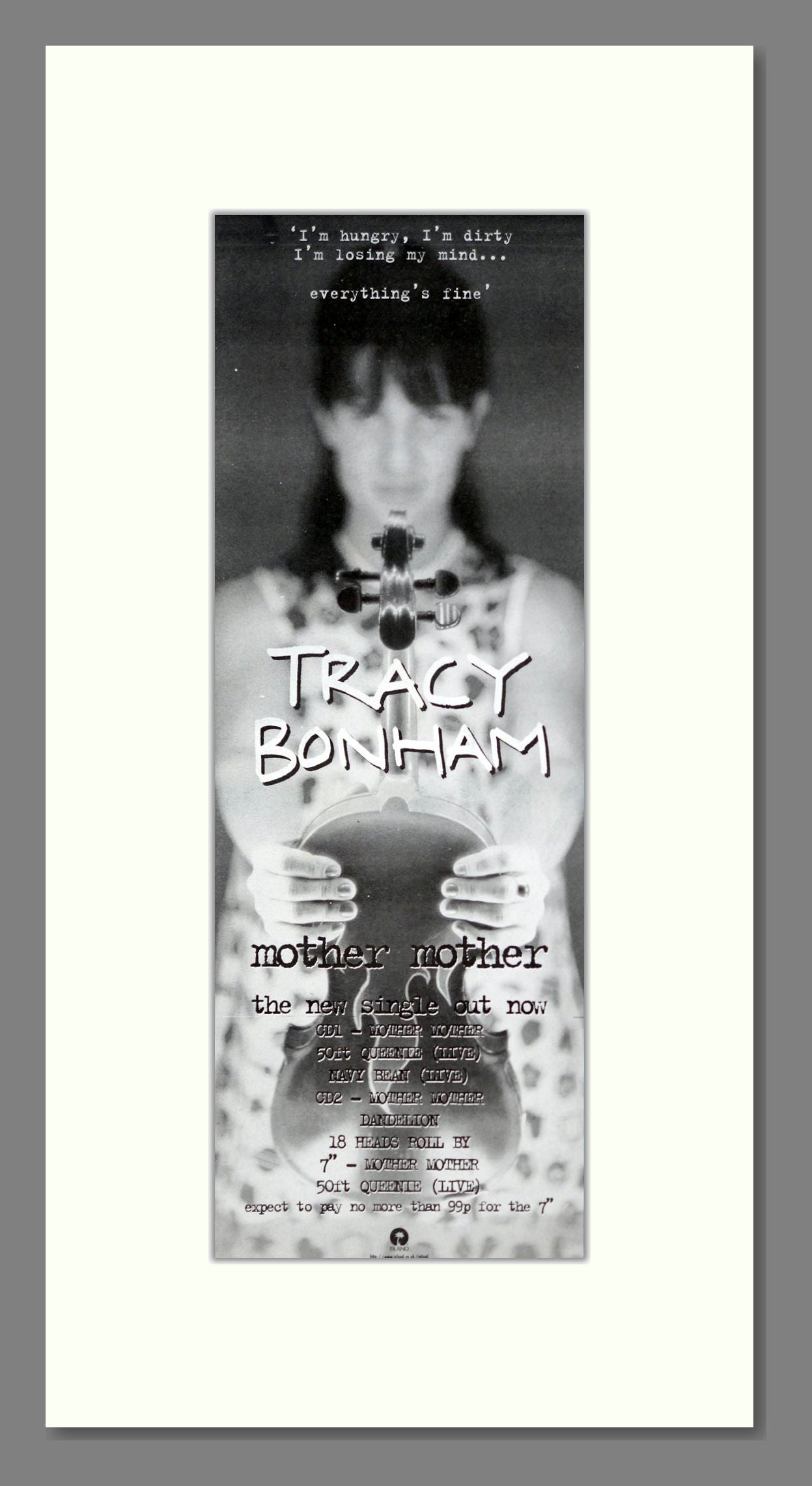 Tracy Bonham - Mother Mother. Vintage Advert 1996 (ref AD201458)