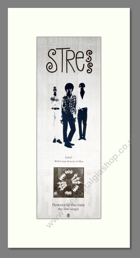 Stress - Flowers In The Rain. Vintage Advert 1991 (ref AD201462)