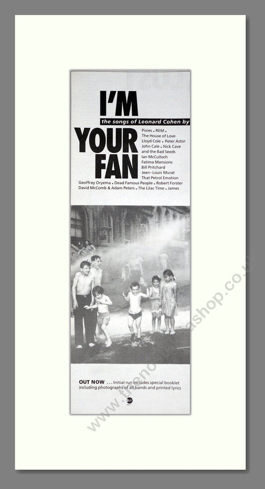 I'm Your Fan - Leonard Cohen Songs. Vintage Advert 1991 (ref AD201465)