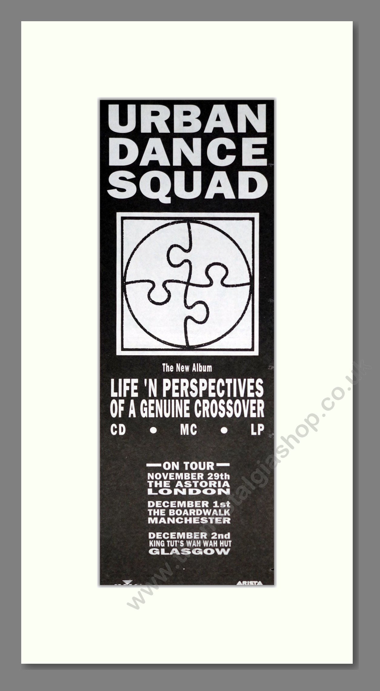 Urban Dance Squad - Life N Perspectives Of A Genuine Crossover. Vintage Advert 1991 (ref AD201481)