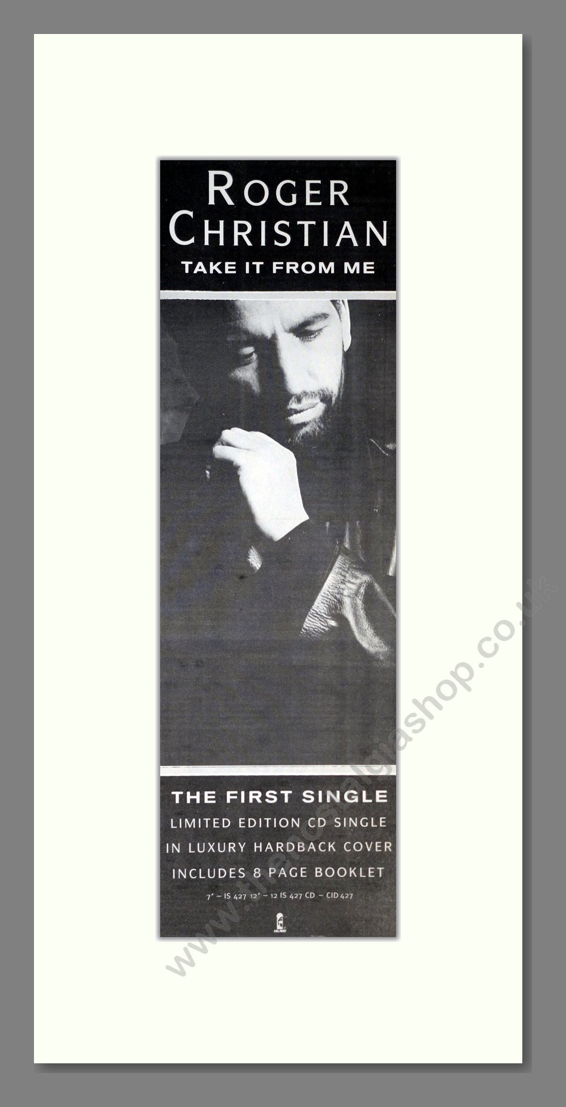 Roger Christian - Take It from Me. Vintage Advert 1989 (ref AD201489)