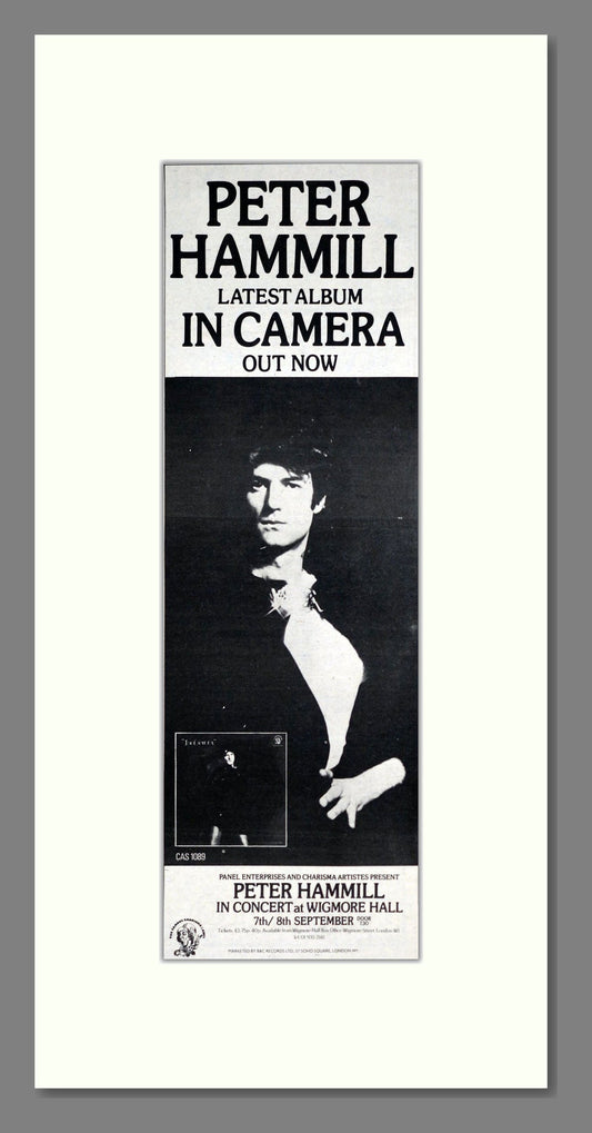 Peter Hammill - In Camera. Vintage Advert 1974 (ref AD201492)
