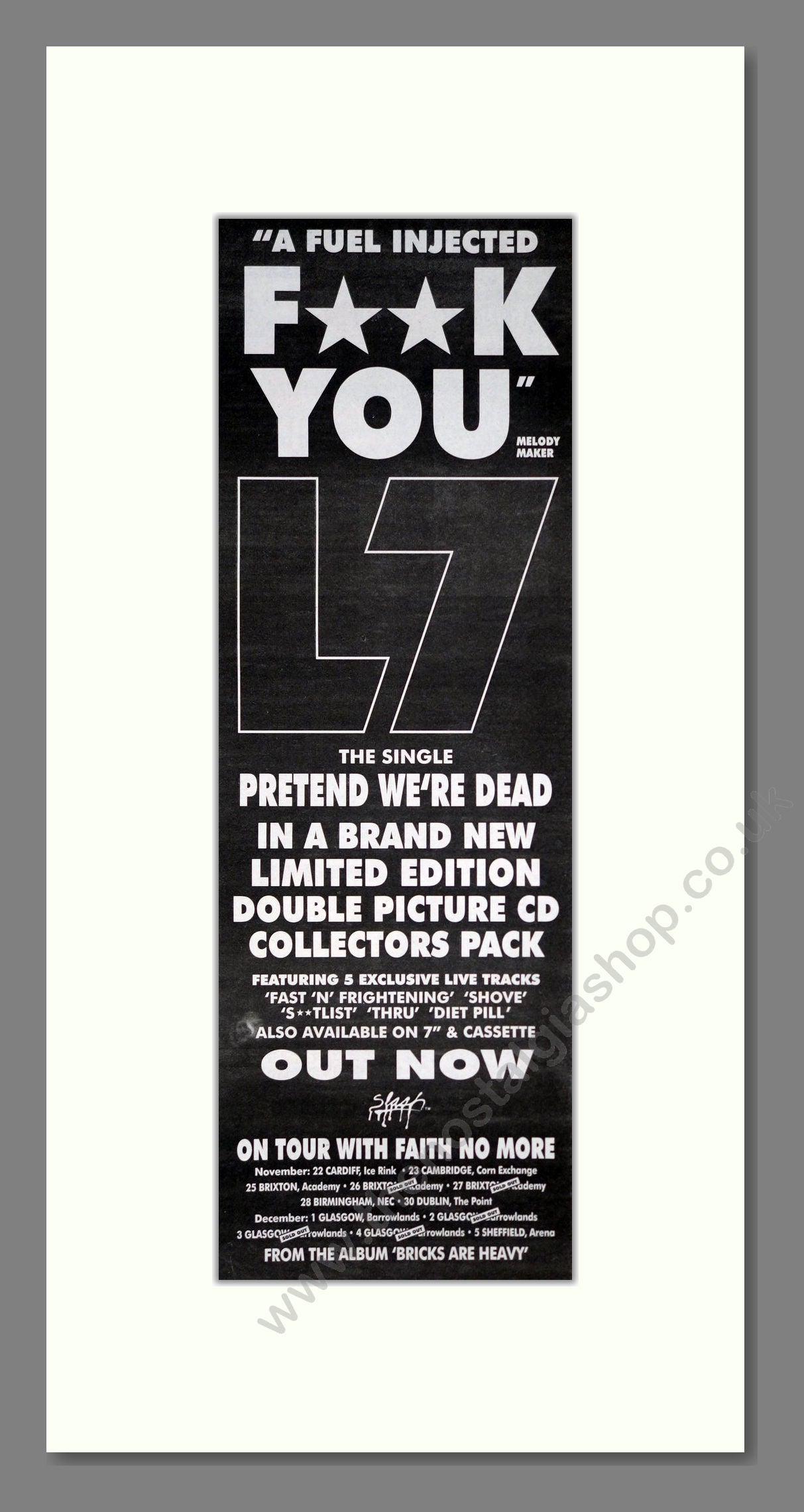 L7 - Pretend We're Dead. Vintage Advert 1992 (ref AD201500)