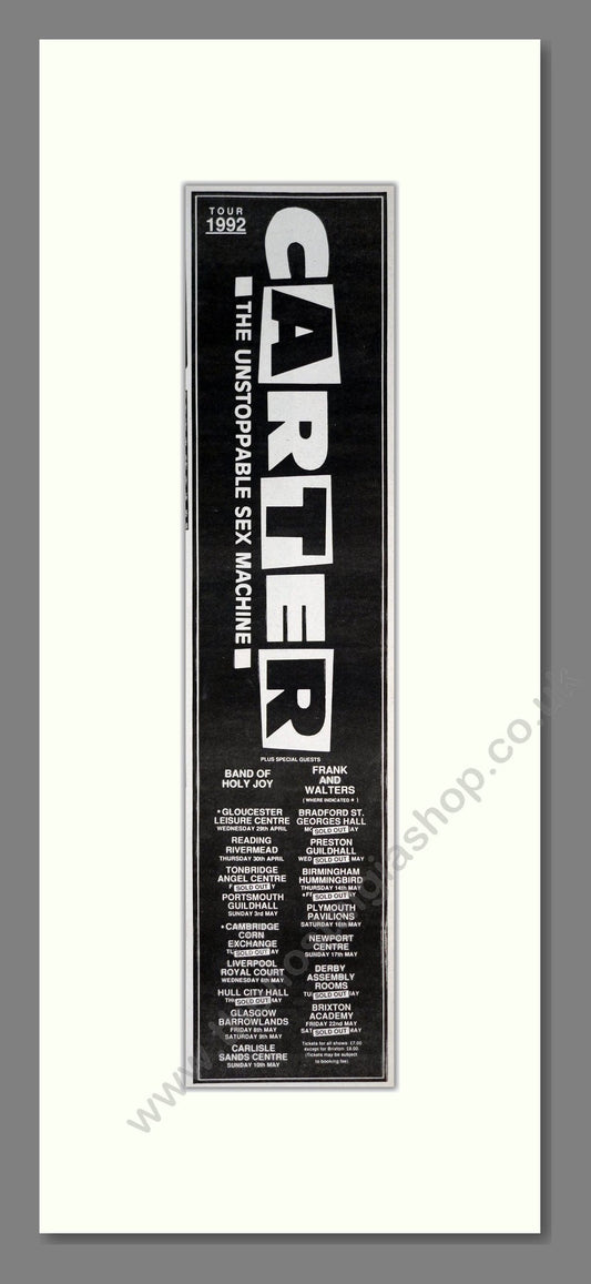 Carter USM - UK Tour. Vintage Advert 1992 (ref AD201502)