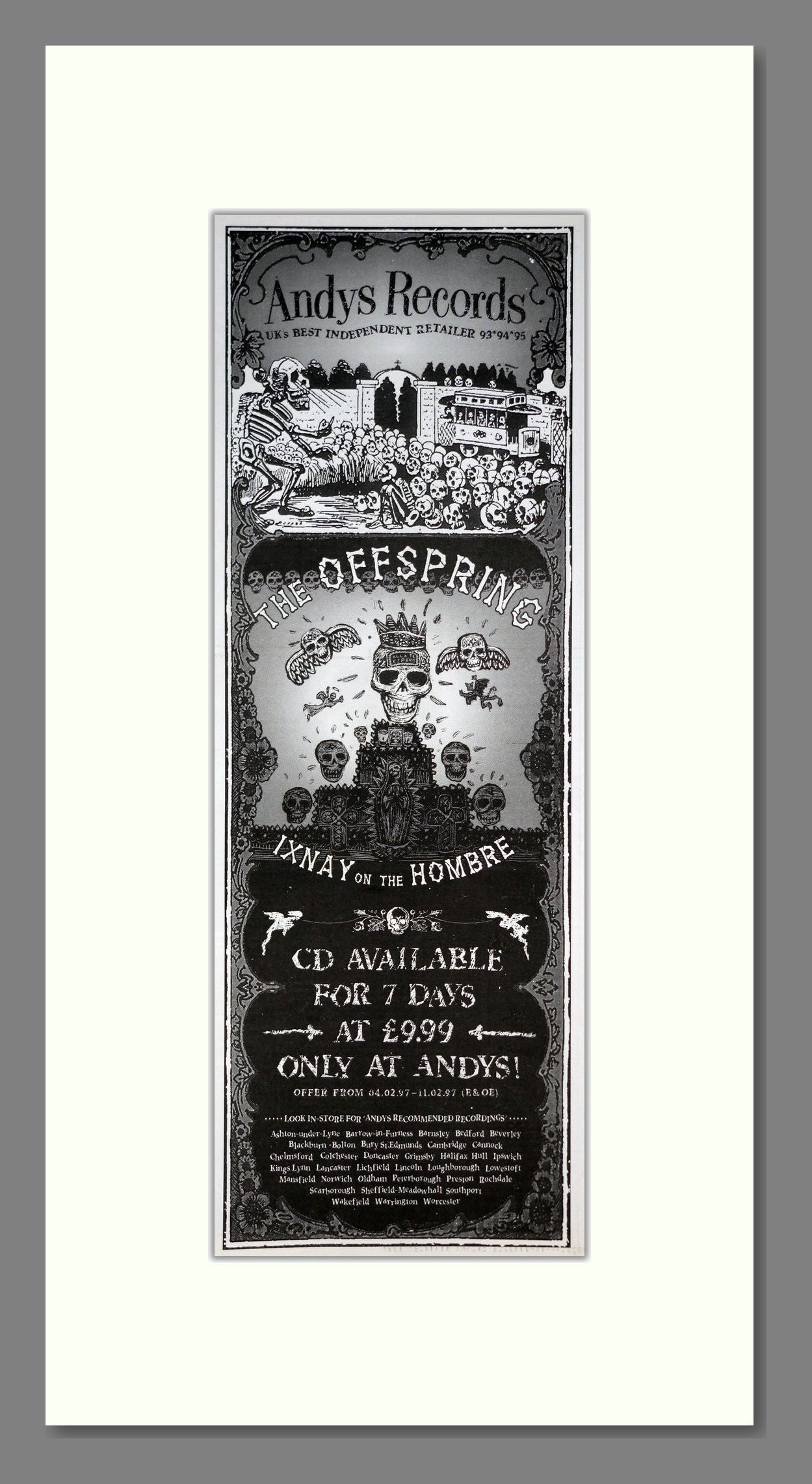 Offspring (The) - Ixnay On The Hombre. Vintage Advert 1997 (ref AD201507)