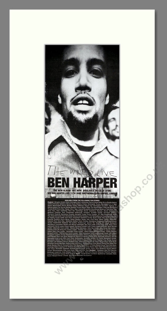 Ben Harper - The Will To Live. Vintage Advert 1997 (ref AD201509)