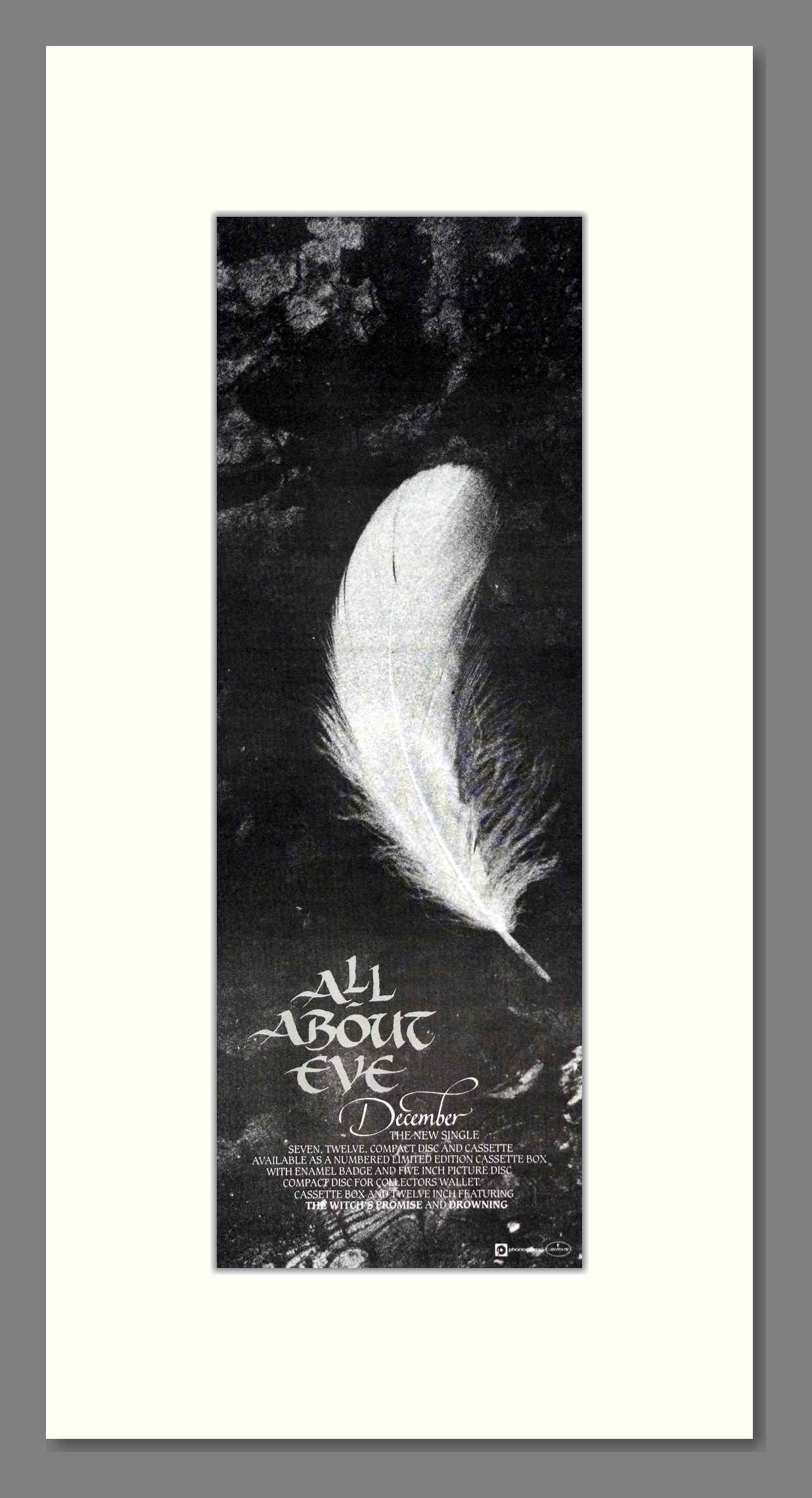 All About Eve - December. Vintage Advert 1989 (ref AD201513)