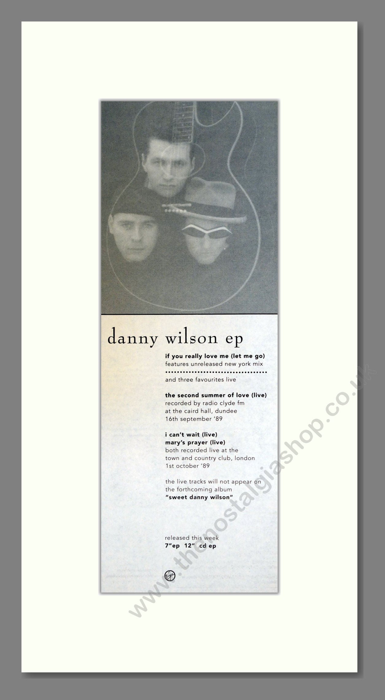 Danny Wilson - EP. Vintage Advert 1991 (ref AD201517)