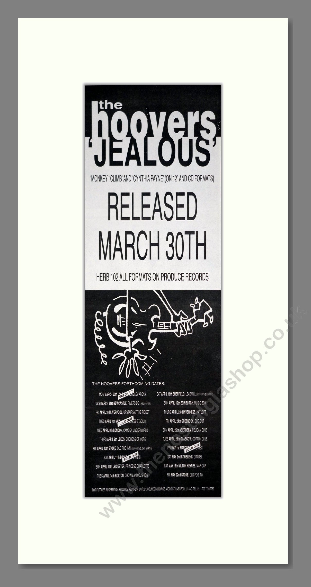 Hoovers (The) - Jealous. Vintage Advert 1992 (ref AD201525)