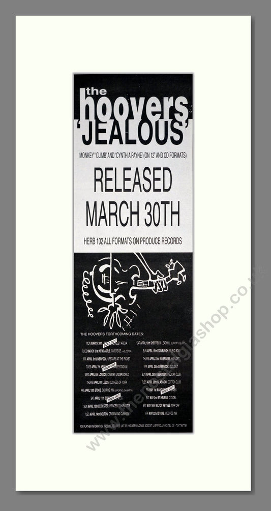 Hoovers (The) - Jealous. Vintage Advert 1992 (ref AD201525)