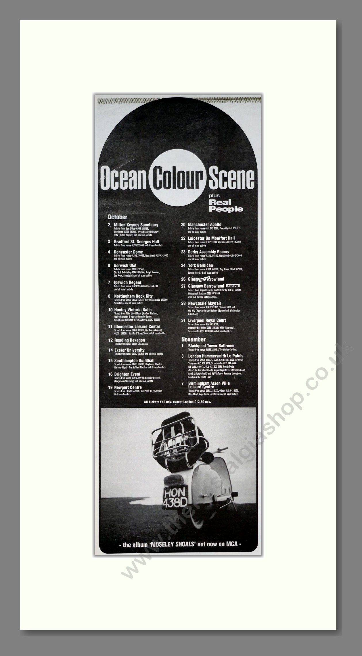 Ocean Colour Scene - UK Tour. Vintage Advert 1996 (ref AD201528)