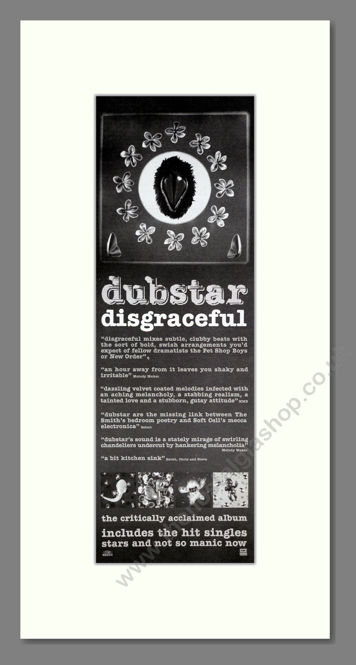 Dubstar - Disgraceful. Vintage Advert 1996 (ref AD201529)