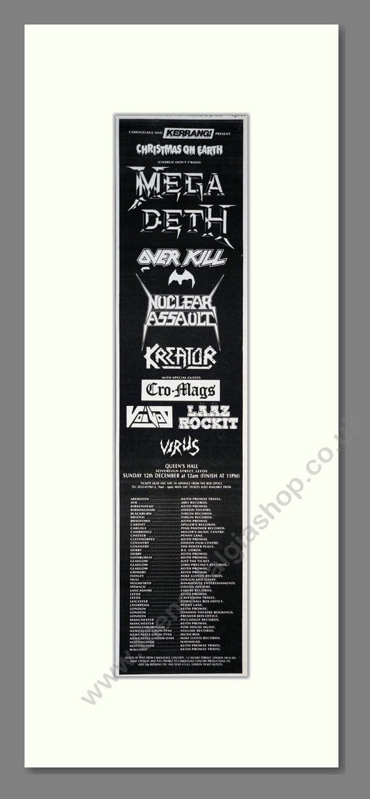 Christmas On Earth (Kerrang) - Line Up (Megadeth and Others). Vintage Advert 1987 (ref AD201539)