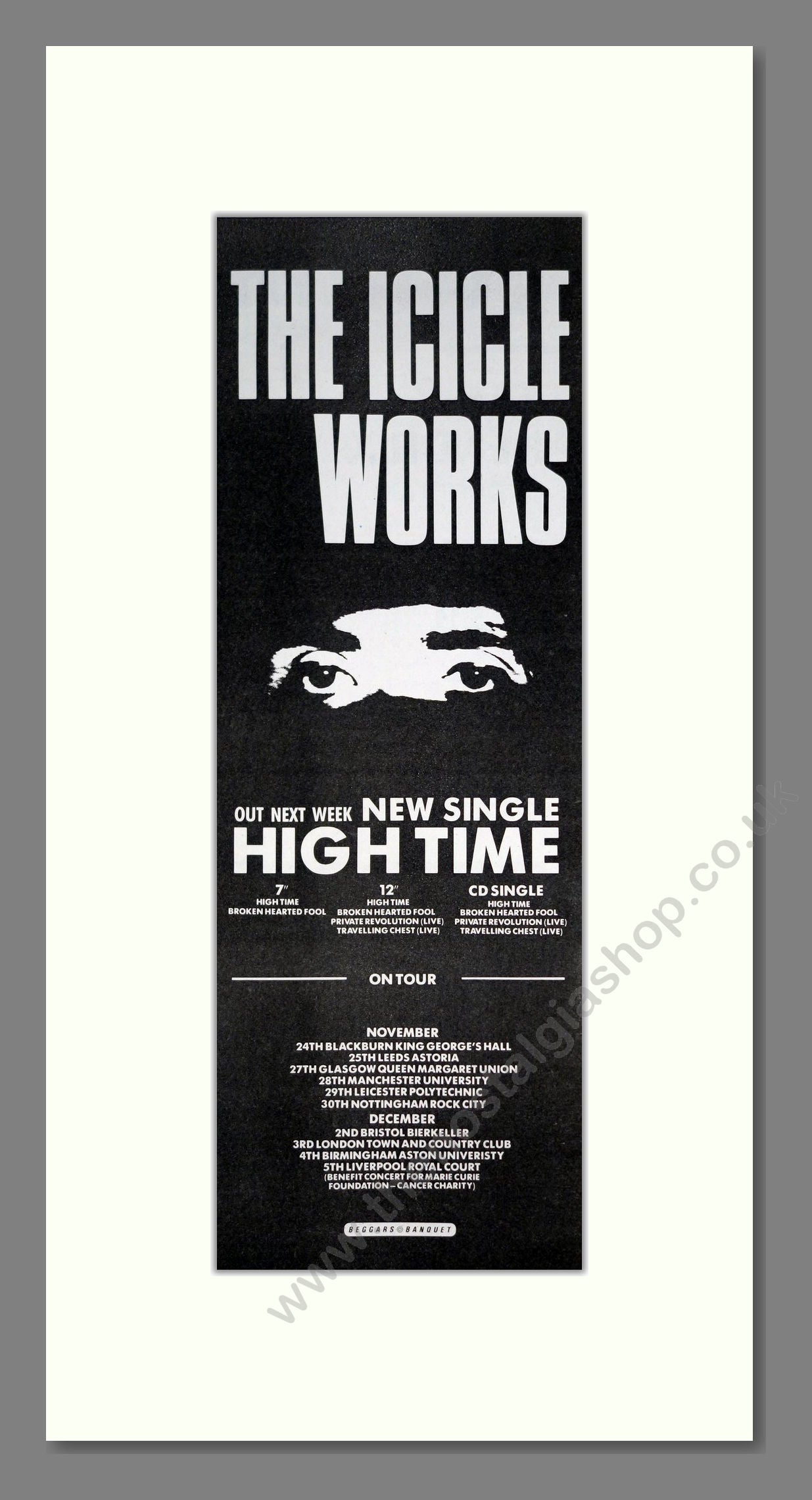 Icicle Works (The) - High Time. Vintage Advert 1987 (ref AD201540)