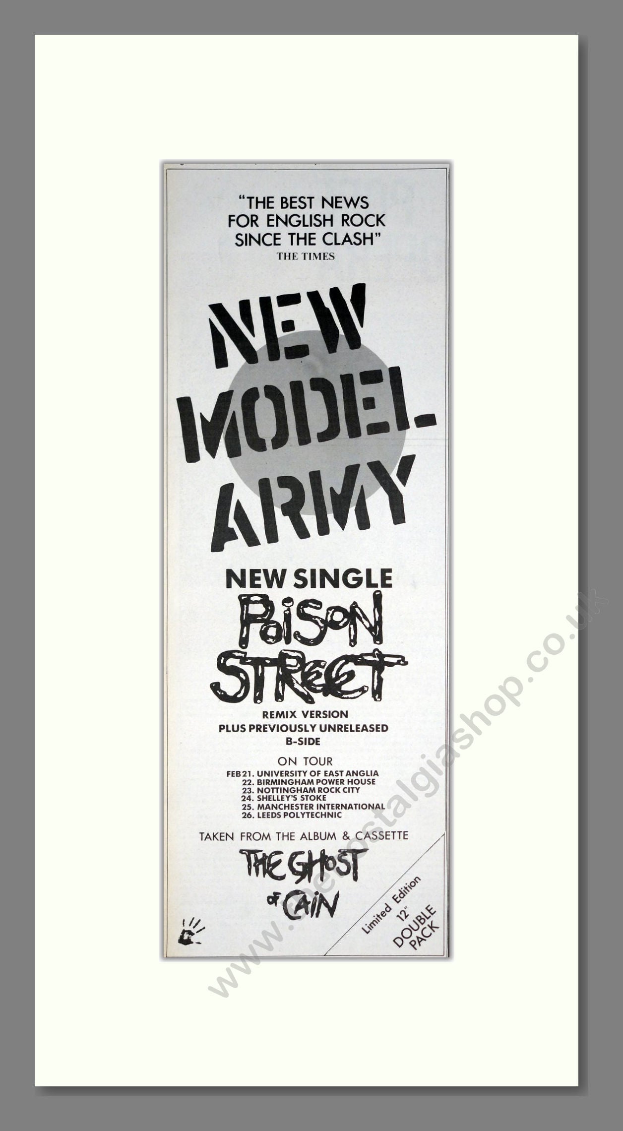 New Model Army - Poison Street. Vintage Advert 1987 (ref AD201541)