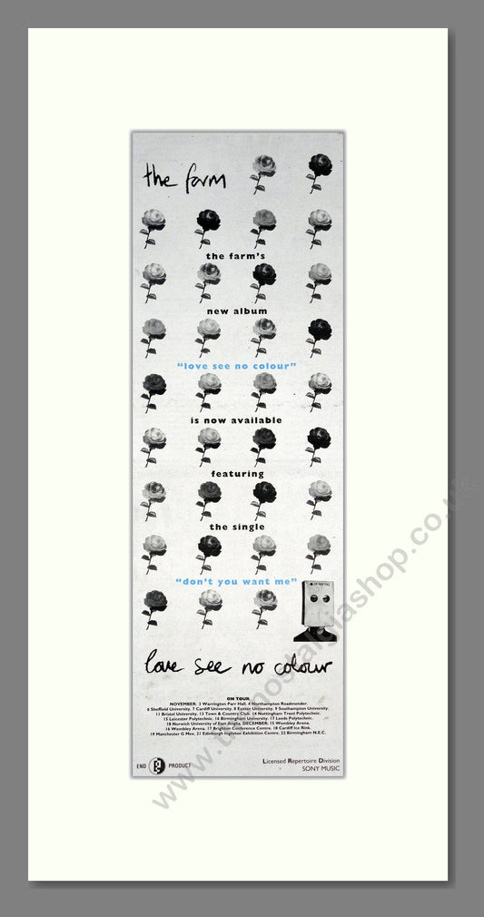 Farm (The) - Love See No Colour. Vintage Advert 1992 (ref AD201542)