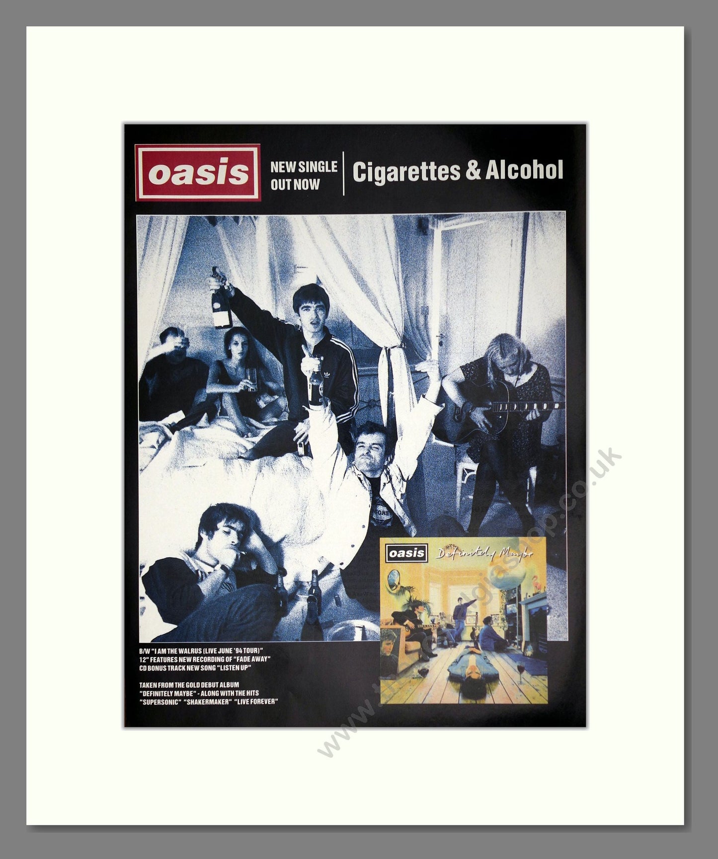 Oasis - Cigarettes And Alcohol. Vintage Advert 1994 (ref AD63672)