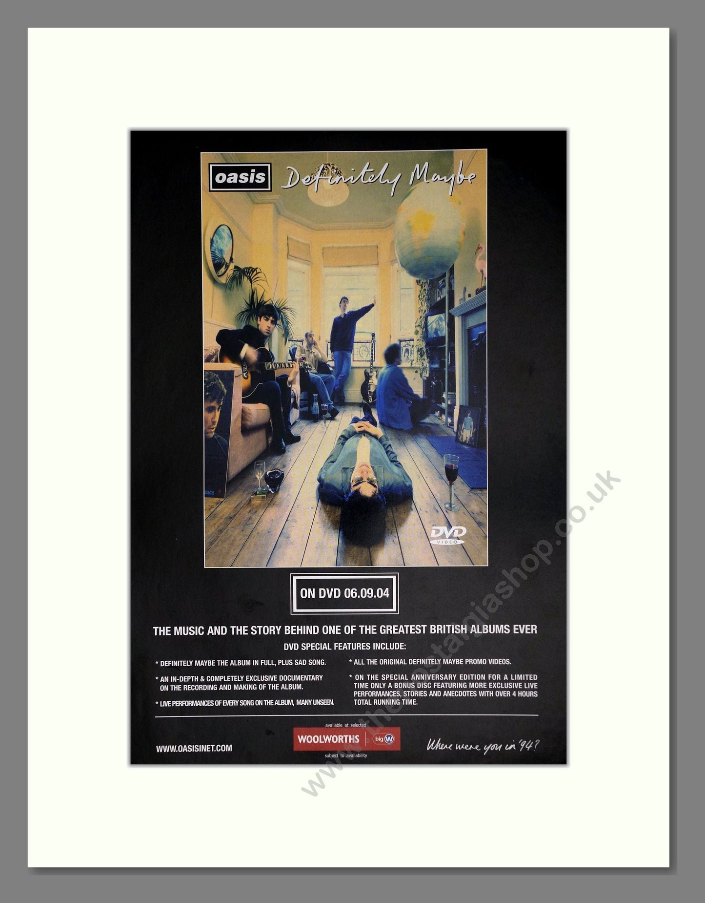 Oasis - Definitely Maybe (DVD). Vintage Advert 2004 (ref AD63681)