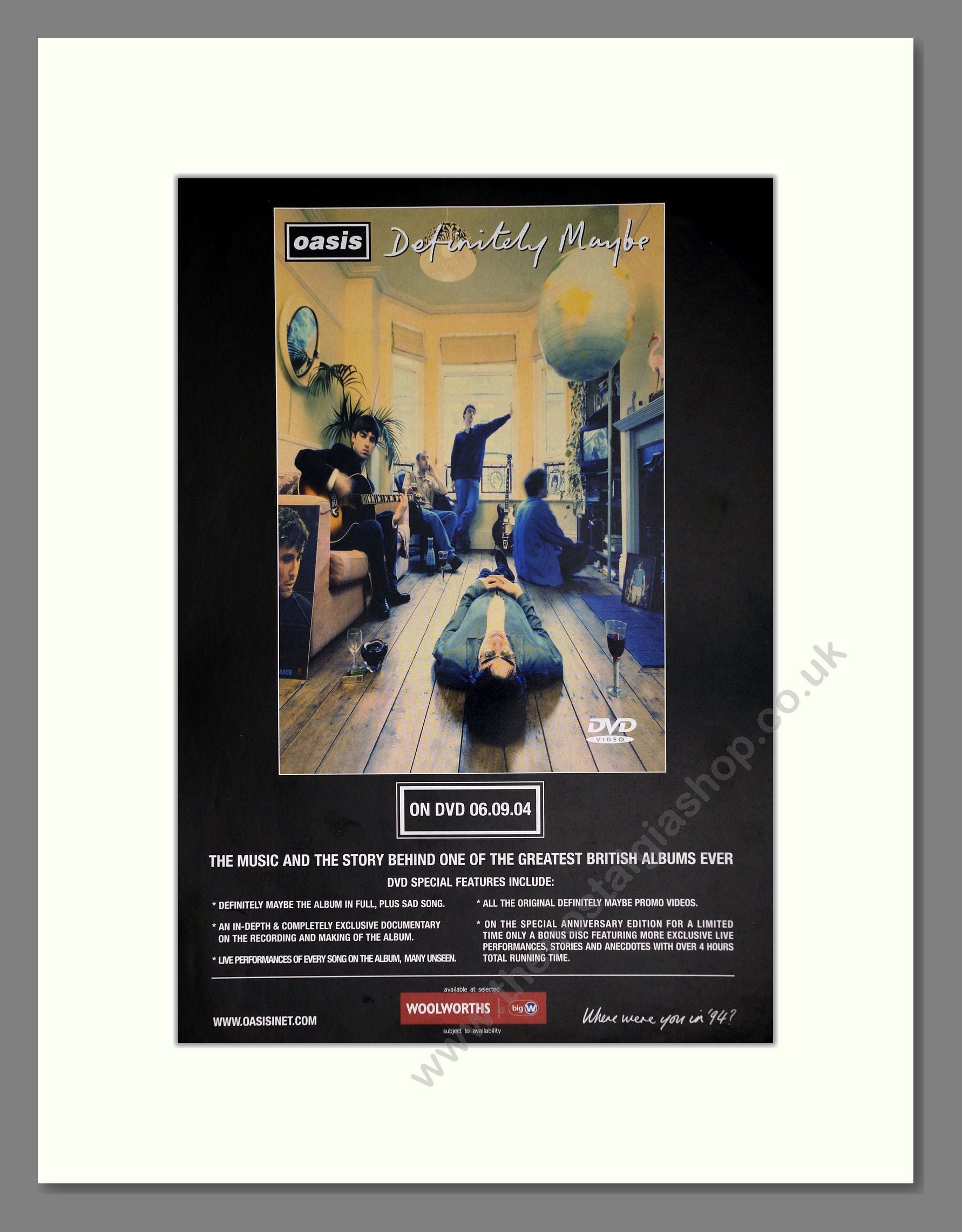 Oasis - Definitely Maybe (DVD). Vintage Advert 2004 (ref AD63681)