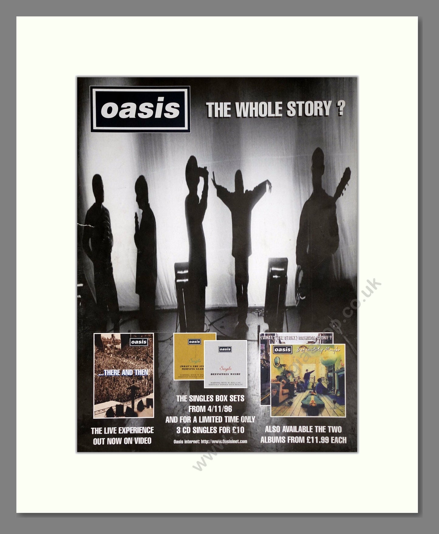 Oasis - The Whole Story?. Vintage Advert 1996 (ref AD63682)
