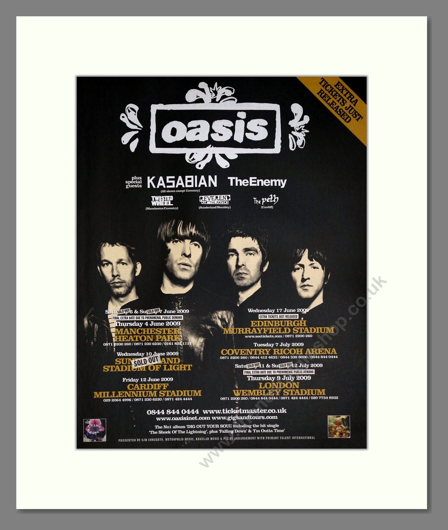 Oasis - UK Tour. Vintage Advert 2009 (ref AD63691)