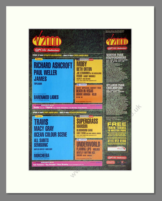 V Festival 2000 - Line Up. Vintage Advert 2000 (ref AD63713)