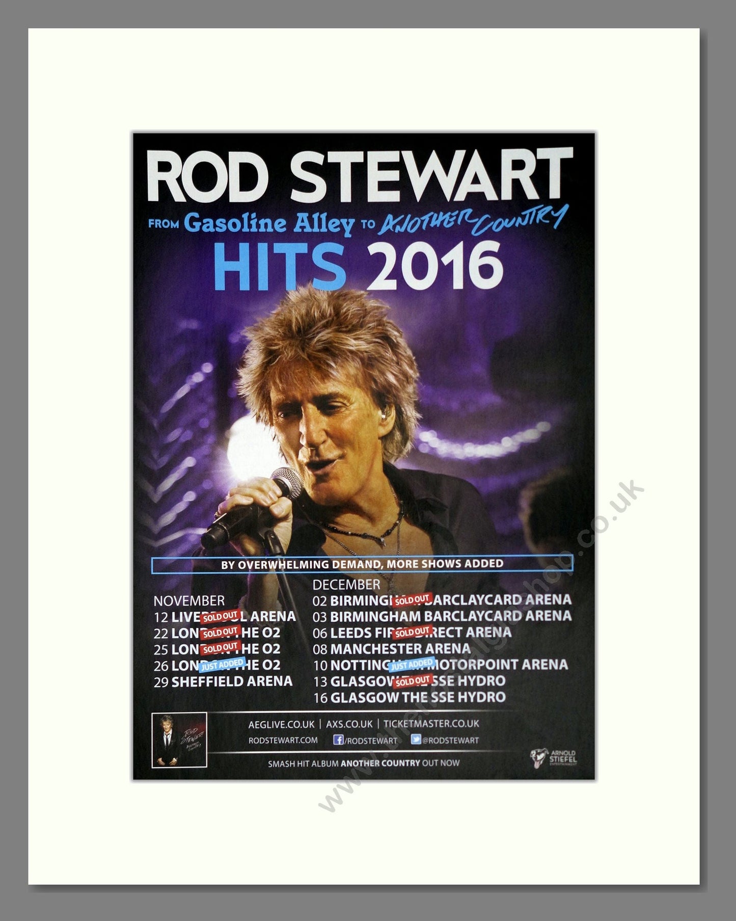 Rod Stewart - UK Tour. Vintage Advert 2016 (ref AD63715)