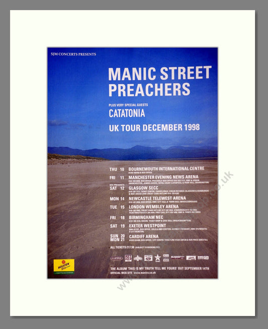 Manic Street Preachers - UK Tour. Vintage Advert 1998 (ref AD63716)