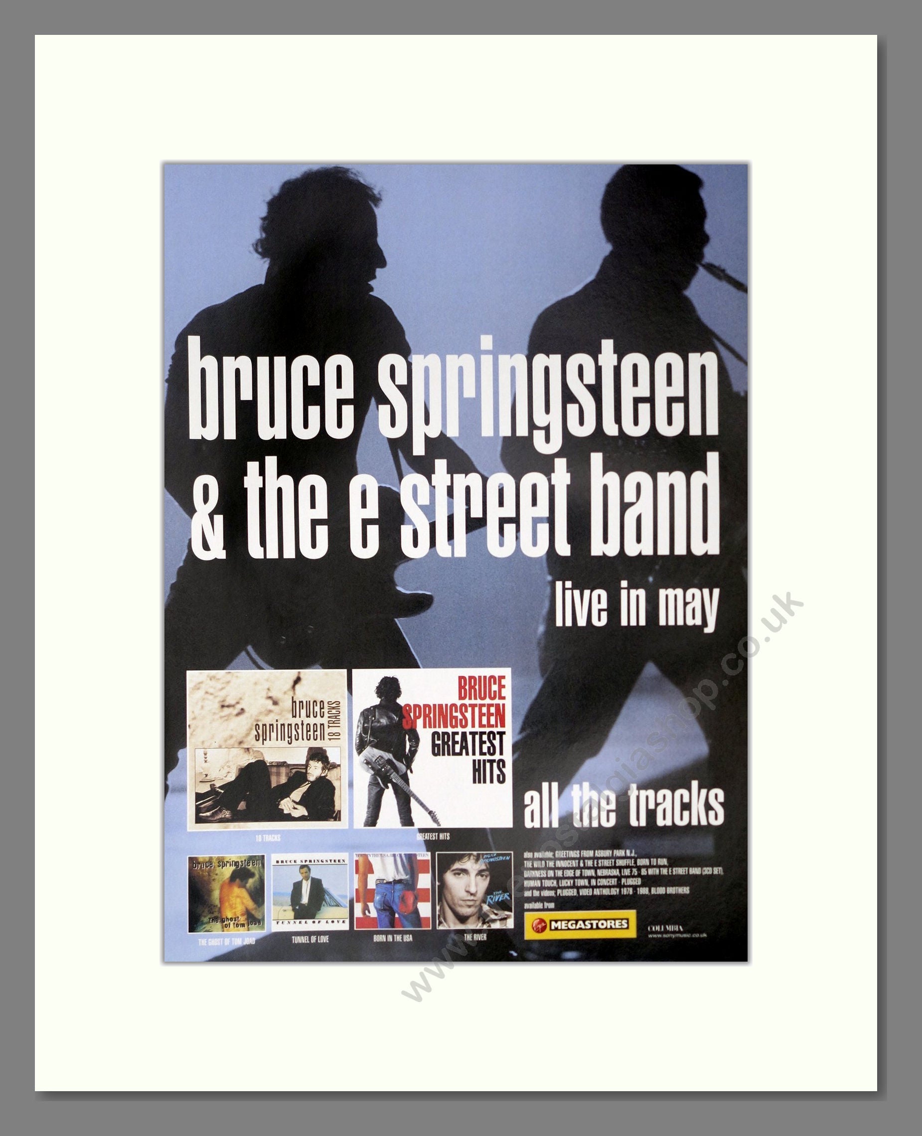 Bruce Springsteen - Live In May / Various Albums. Vintage Advert 1999 (ref AD63723)