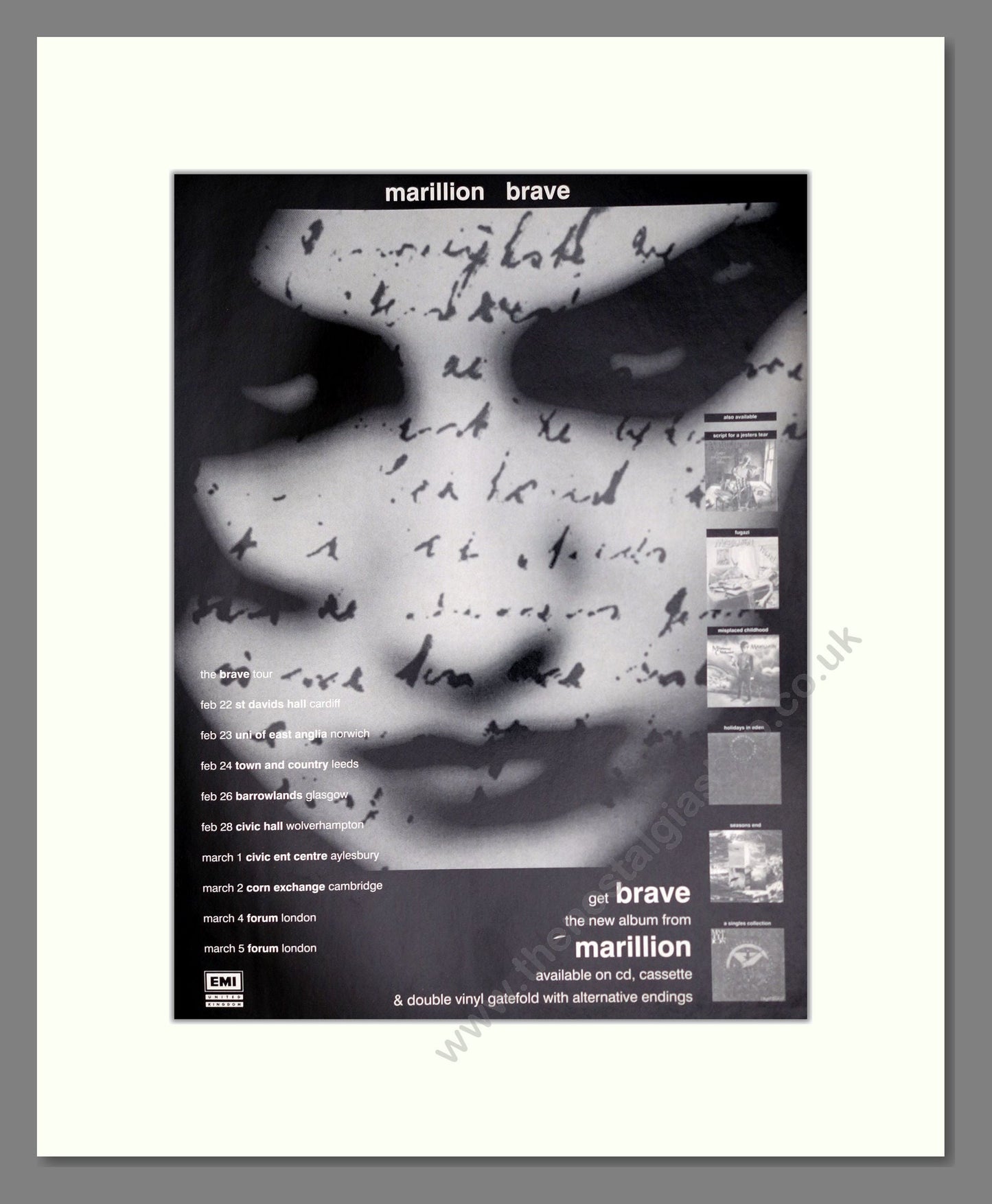 Marillion - Brave. Vintage Advert 1994 (ref AD63741)