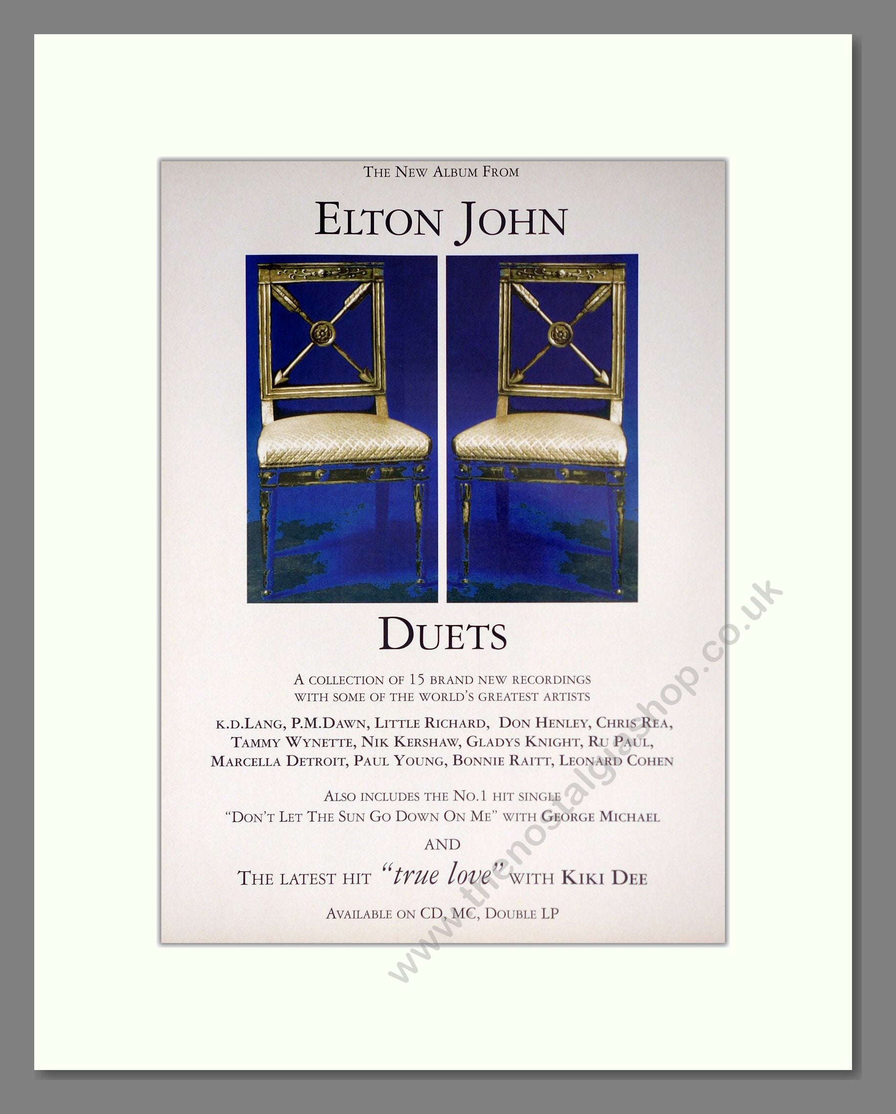 Elton John - Duets. Vintage Advert 1994 (ref AD63751)