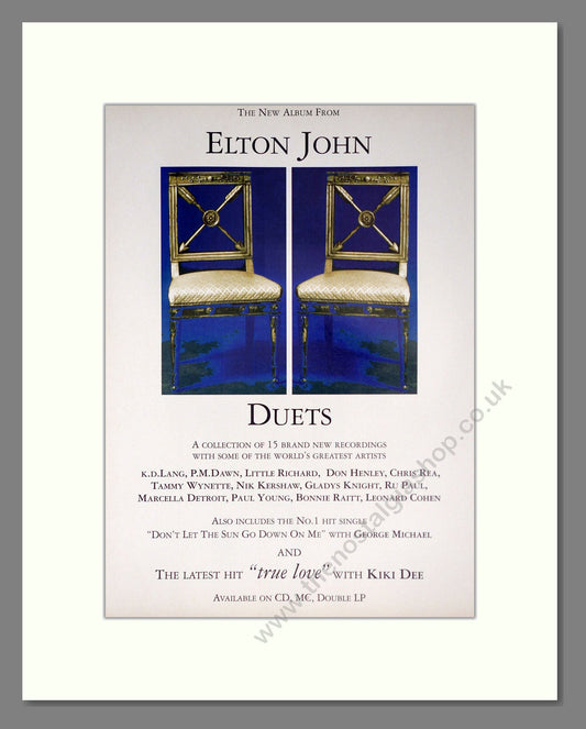 Elton John - Duets. Vintage Advert 1994 (ref AD63751)