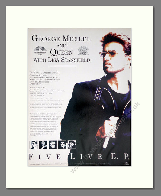George Michael / Queen / Lisa Stansfield - Five Live EP. Vintage Advert 1993 (ref AD63755)