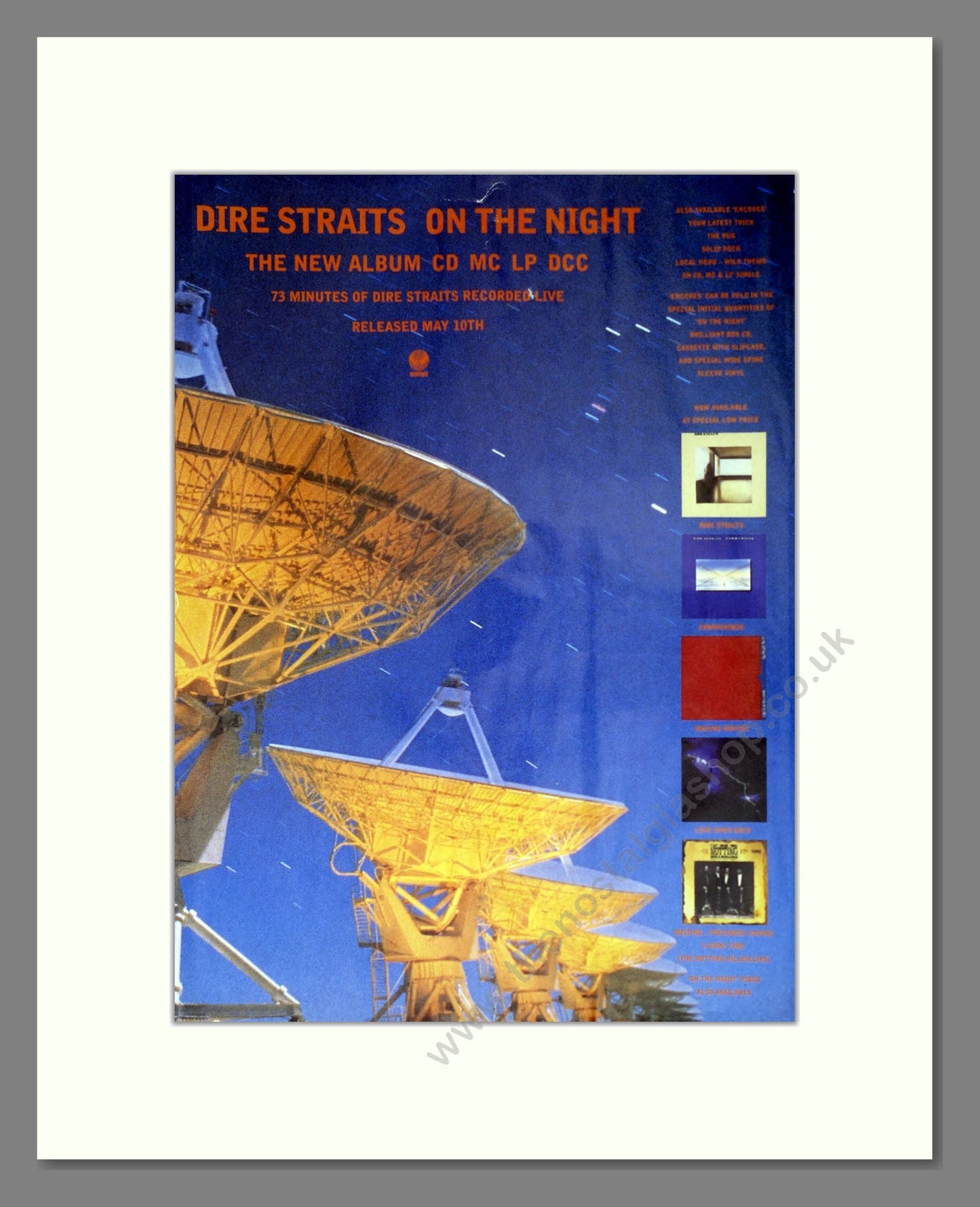 Dire Straits - On The Night. Vintage Advert 1993 (ref AD63758)