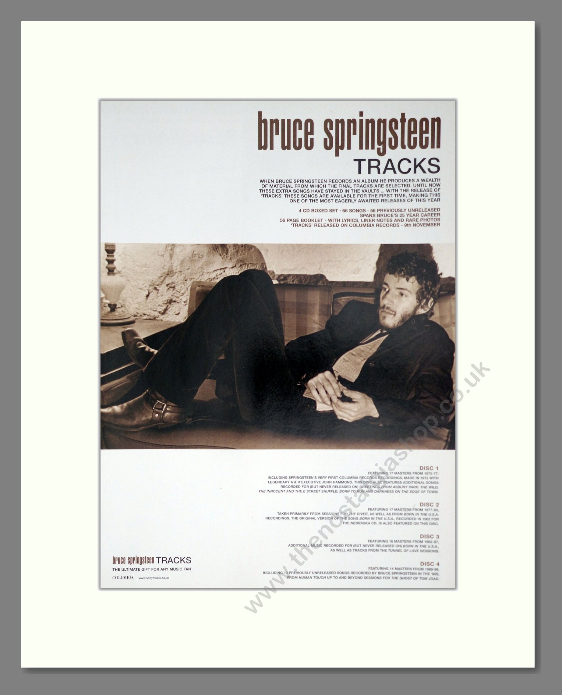 Bruce Springsteen - Tracks. Vintage Advert 1998 (ref AD63772)