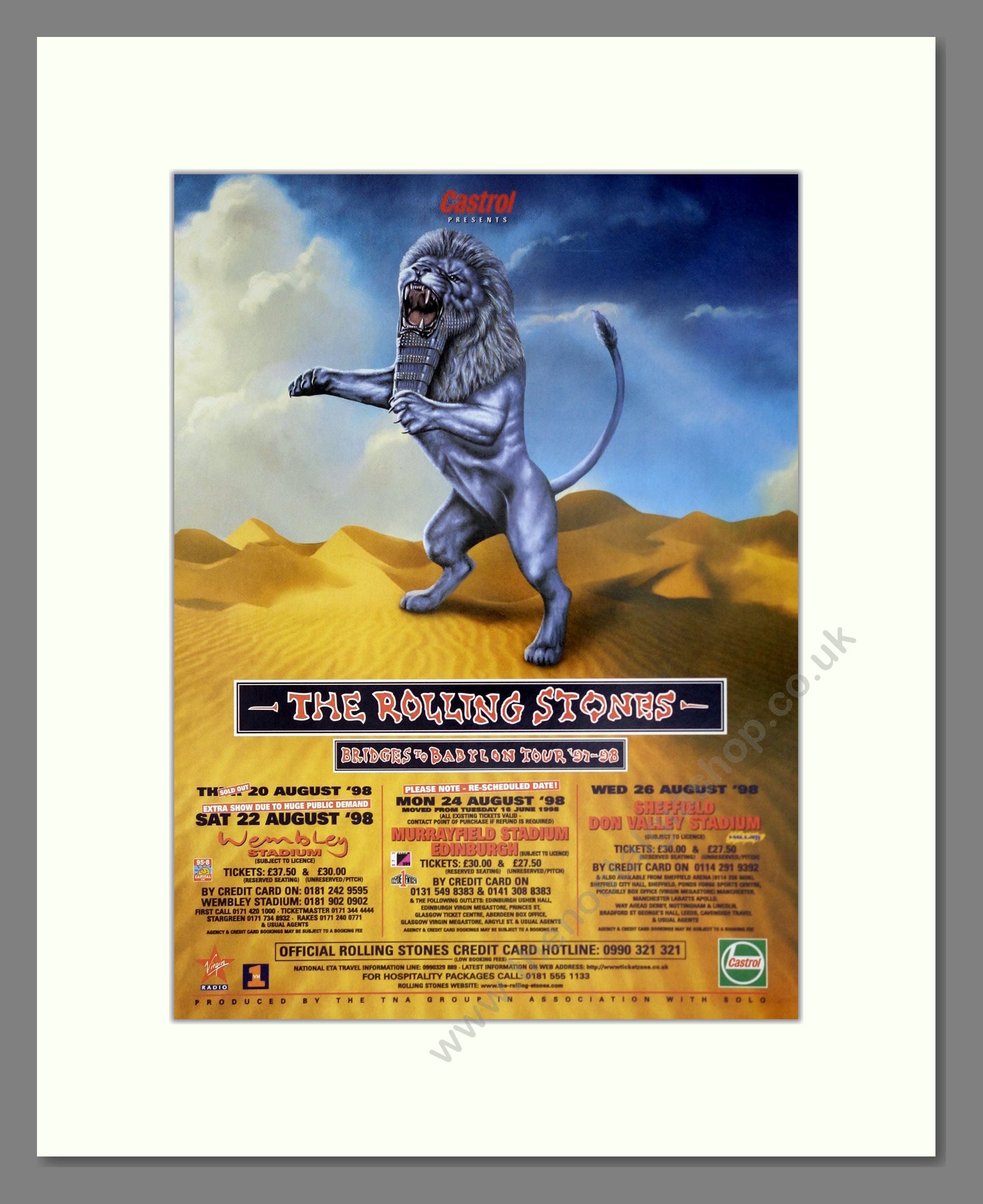 Rolling Stones (The) - Bridges To Babylon Tour. Vintage Advert 1998 (ref AD63774)