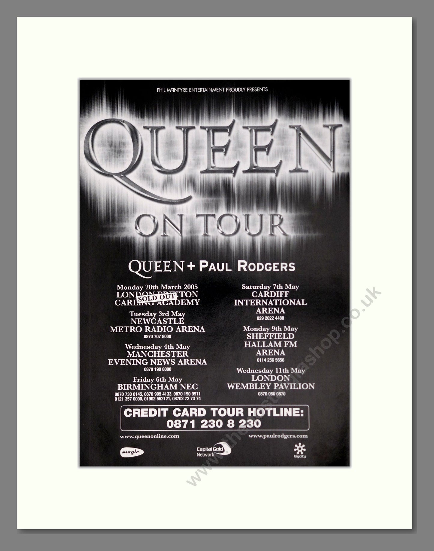 Queen With Paul Rodgers - UK Tour. Vintage Advert 1995 (ref AD63776)