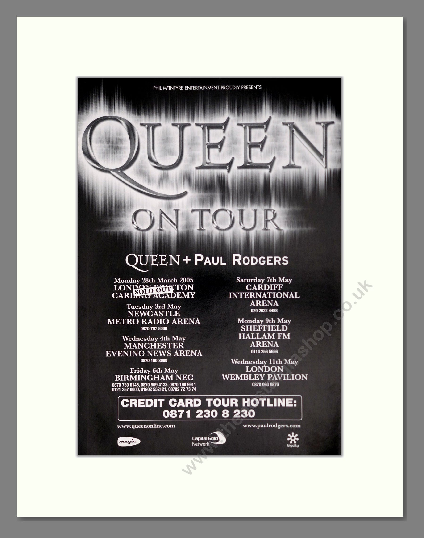 Queen With Paul Rodgers - UK Tour. Vintage Advert 1995 (ref AD63776)