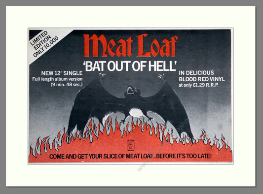 Meat Loaf - Bat Out Of Hell. Vintage Advert 1979 (ref AD63779)